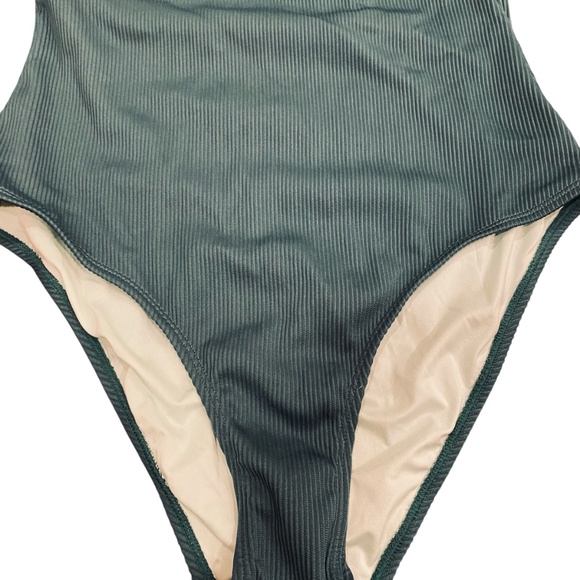 NWT Cupshe Eucalyptus Asymmetrical One-Shoulder Tummy Control One-Piece sz L - Picture 4 of 9